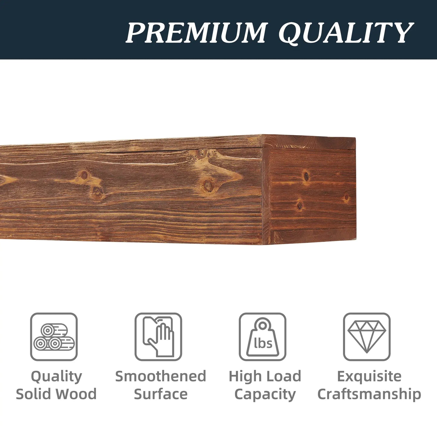 72-Inch Wooden Wall Mantel Rack