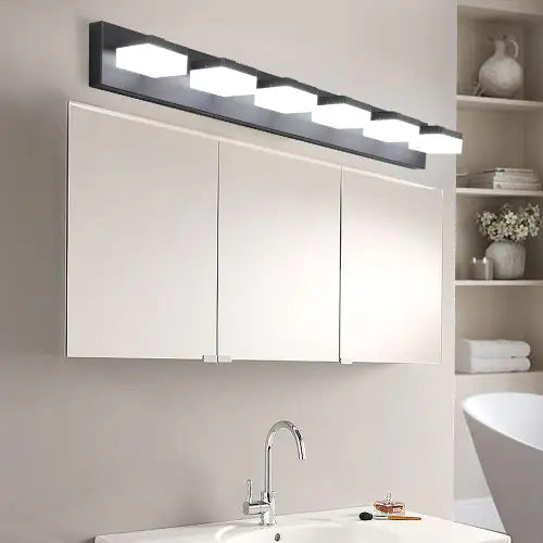 Sleek 6-Light LED Vanity Mirror - Black