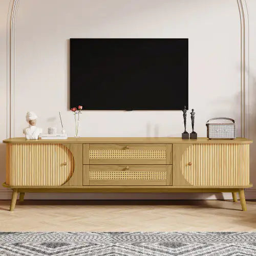 Modern Rattan TV Cabinet for Up to 75'' Screens