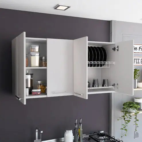 QuadDoor White Wall Cabinet with Organizers