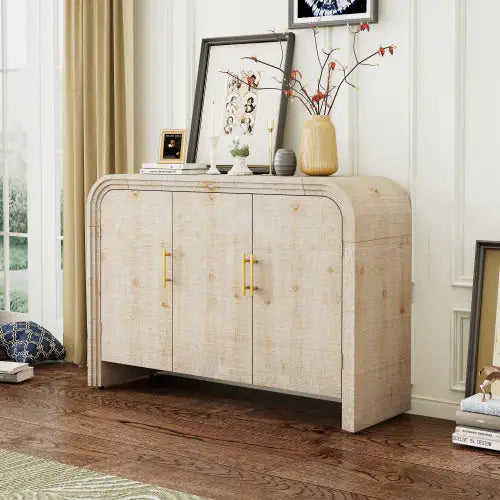 Vintage Gold-Handled Curved Sideboard