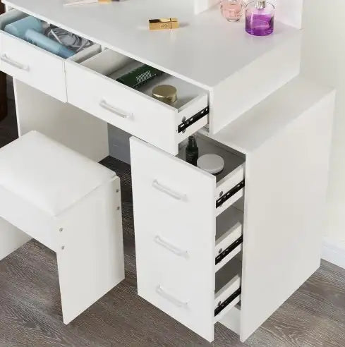 Matte White Modern Vanity with LED Mirror