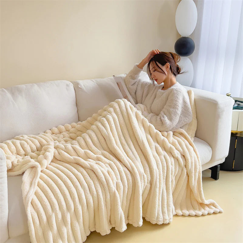 Soft Ribbed Fleece Blanket