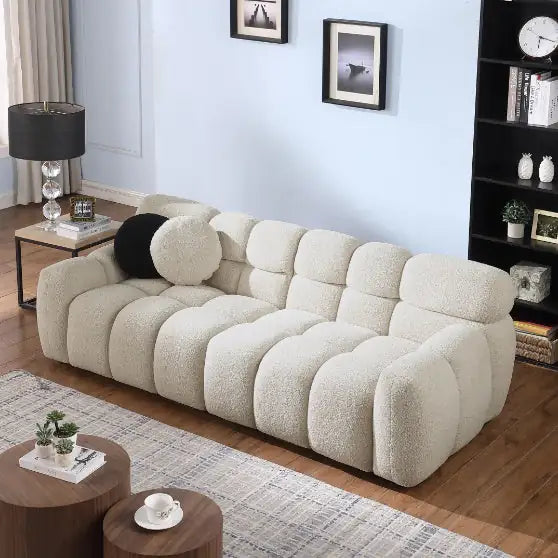 Beige Boucle Lounge Sofa