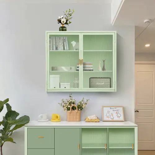 Mint Green Modern Double Door Cabinet