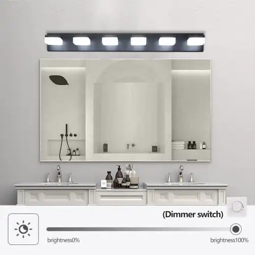 Sleek 6-Light LED Vanity Mirror - Black