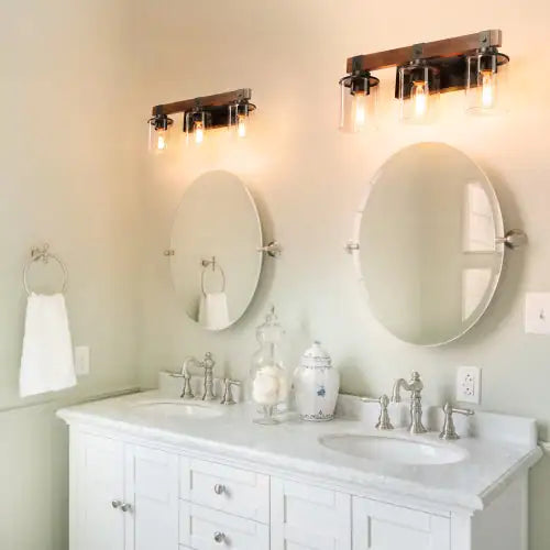 Triple Rustic Bathroom Wall Lighting