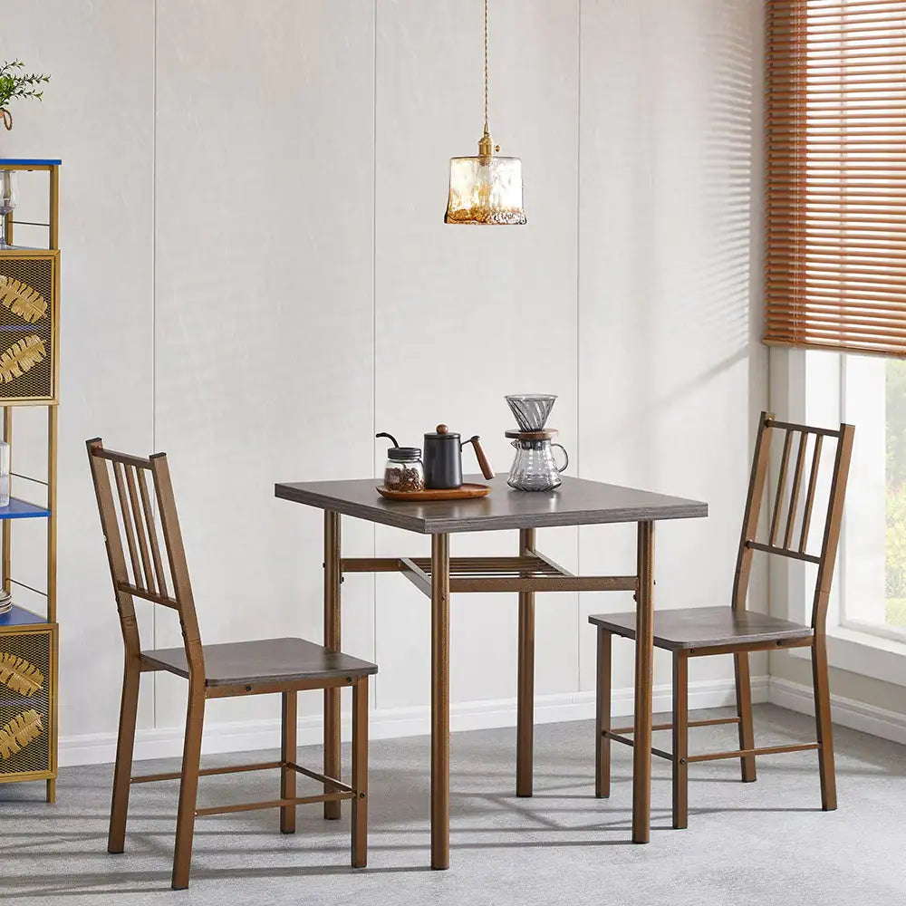 Square 2-Person Dining Set with Metal Chairs