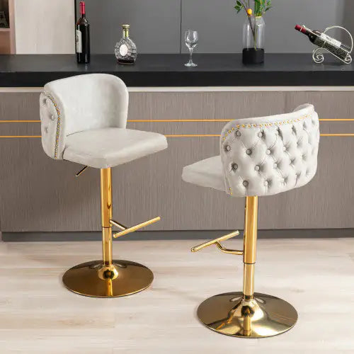 Adjustable Swivel Barstools with Tufted Back