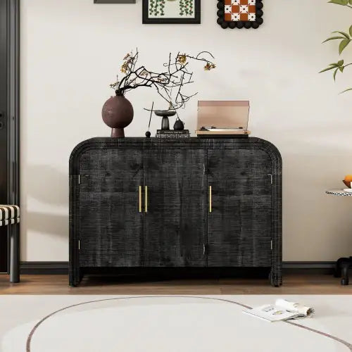 Elegant Curved Antique Black Sideboard