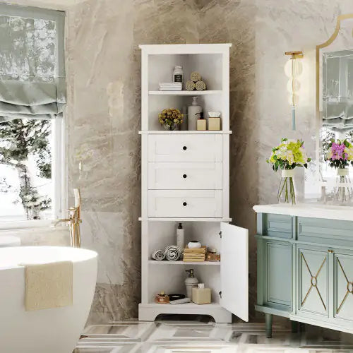 Tri-Space White Cabinet with Adjustable Shelving