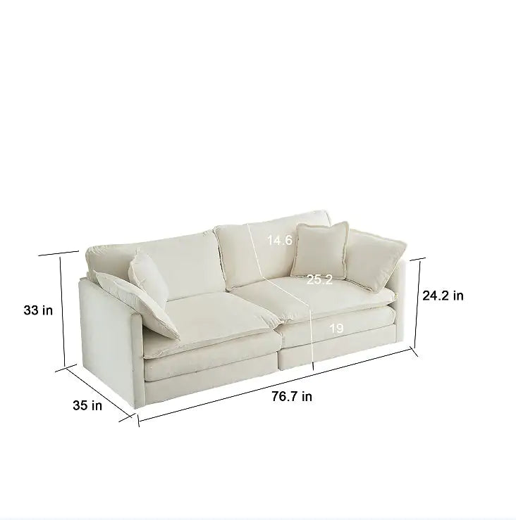 Modern White 2-Seat Living Room Sofa