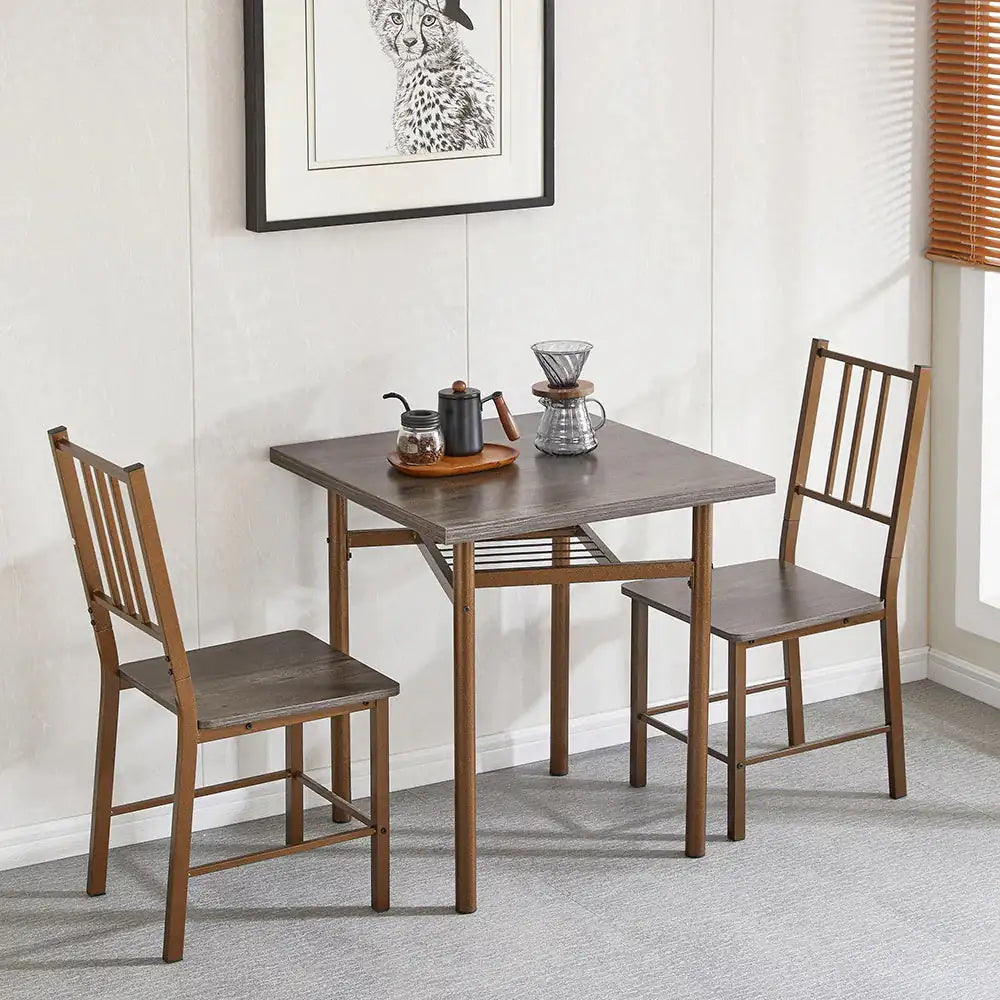 Square 2-Person Dining Set with Metal Chairs