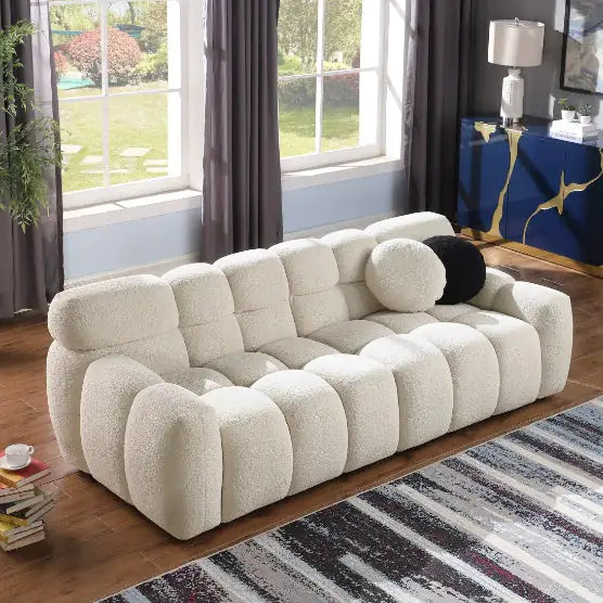 Beige Boucle Lounge Sofa