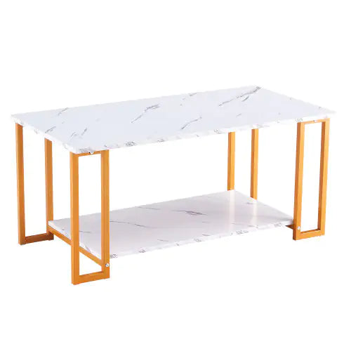 Marble MDF Coffee Table with Gold Legs