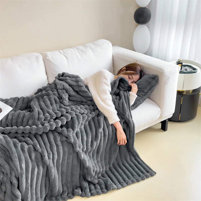 Soft Ribbed Fleece Blanket