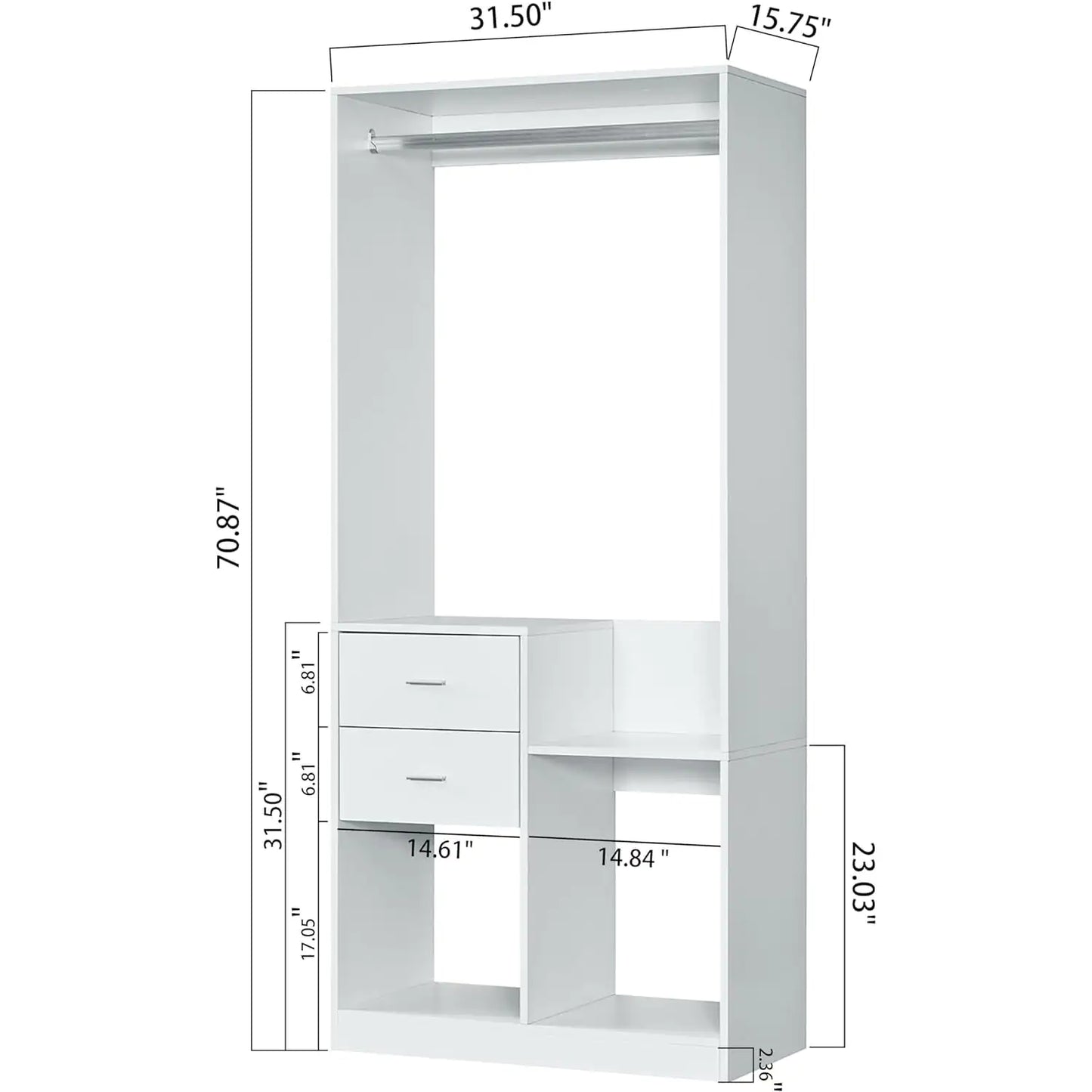 Elegant Freestanding Wooden Closet System with Shelves