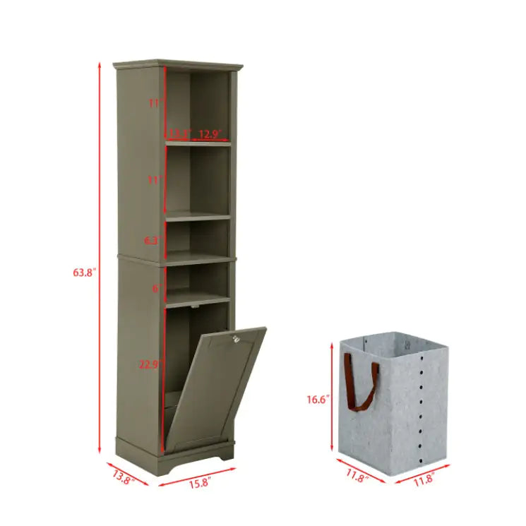 64" Slim Multi-Storage Tower with Hamper