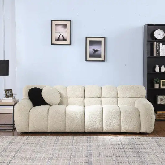 Beige Boucle Lounge Sofa