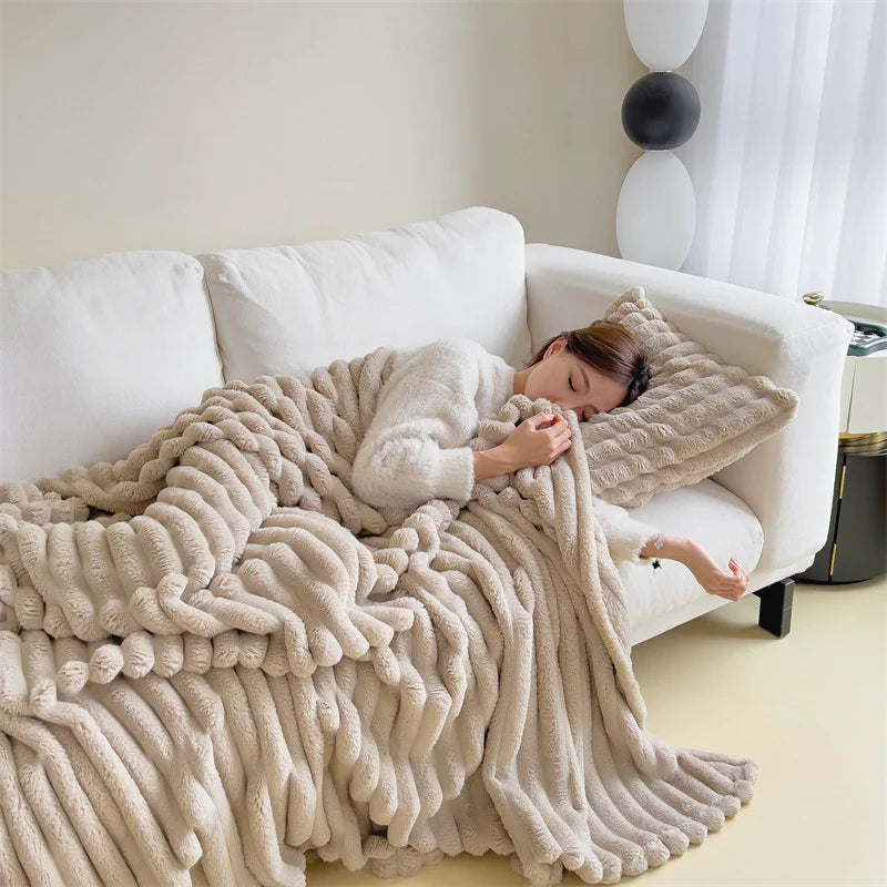 Soft Ribbed Fleece Blanket