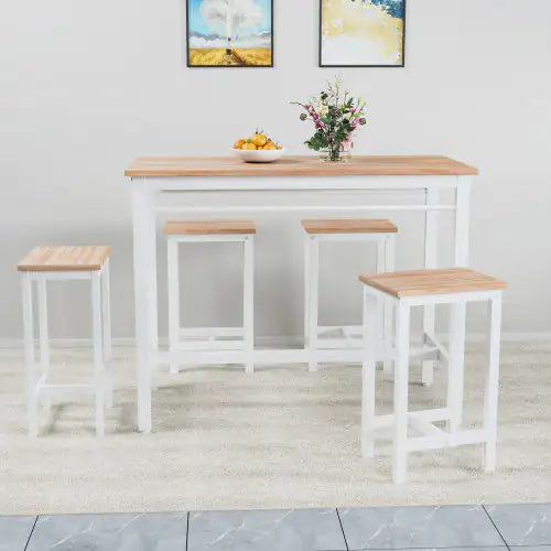 5-Piece White Oak Bar Table Set