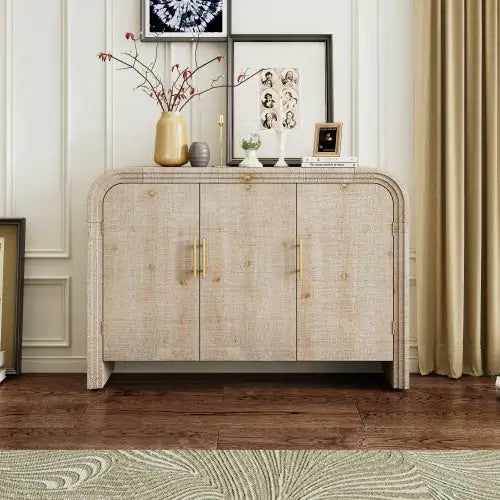 Vintage Gold-Handled Curved Sideboard