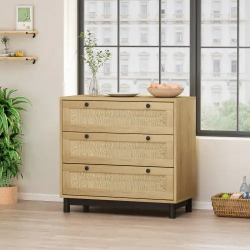 Rope Woven Oak Storage Dresser