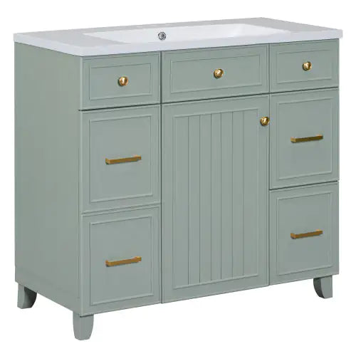 36" Green Shaker Bathroom Vanity Set with Sink