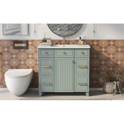 36" Green Shaker Bathroom Vanity Set with Sink