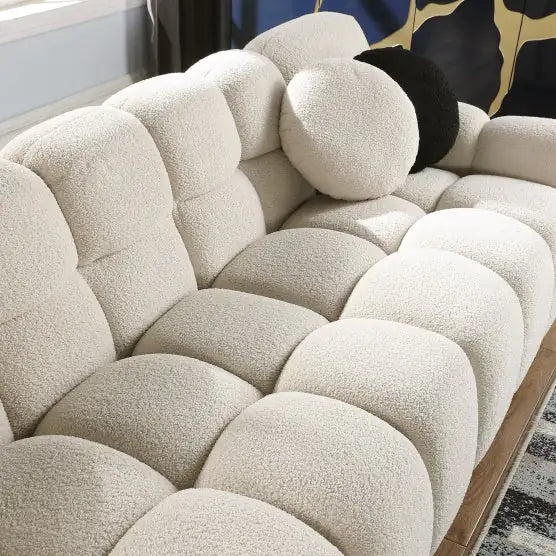 Beige Boucle Lounge Sofa