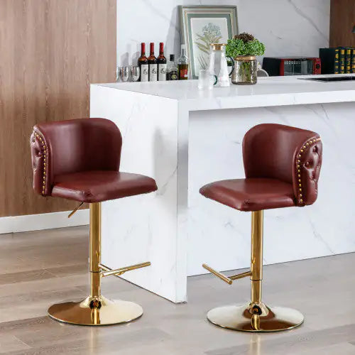 Adjustable Swivel Barstools with Tufted Back