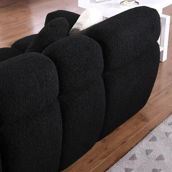 Sleek Black Boucle Sofa