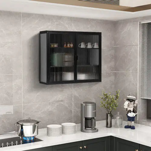 Contemporary Black Two-Door Wall Cabinet