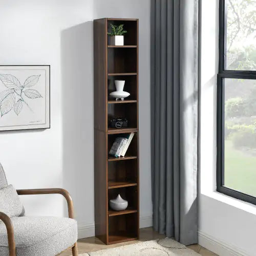 Slim 8-Tier Storage Tower - Walnut