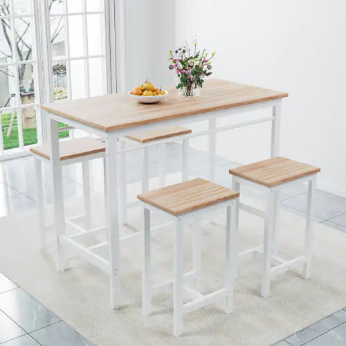 5-Piece White Oak Bar Table Set