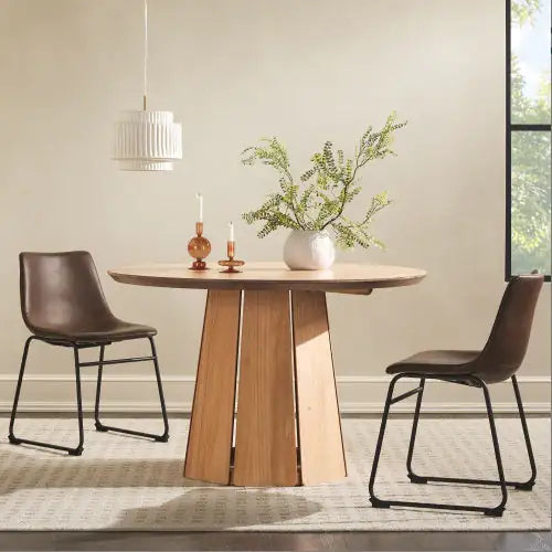 Contemporary Cerused Oak Round Dining Table