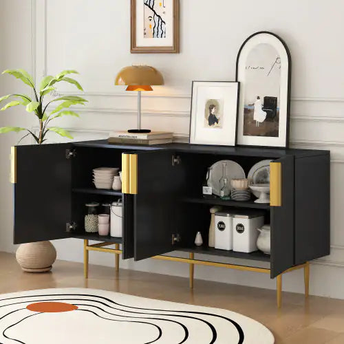 Chic 4-Door Gold-Handled Sideboard