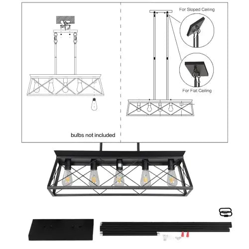 Rectangular Metal Island Light for Modern Spaces