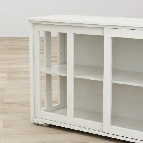 Kitchen Storage Cabinet With Glass Door - White