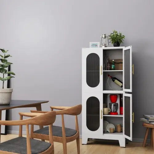 Versatile Metal Storage Cabinet with Lock and Adjustable Shelves