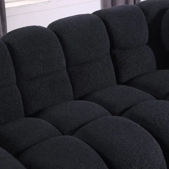 Sleek Black Boucle Sofa