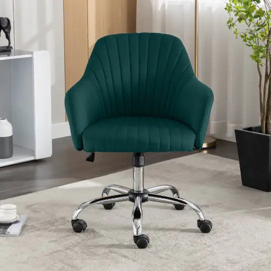 Adjustable Green Velvet Office Chair