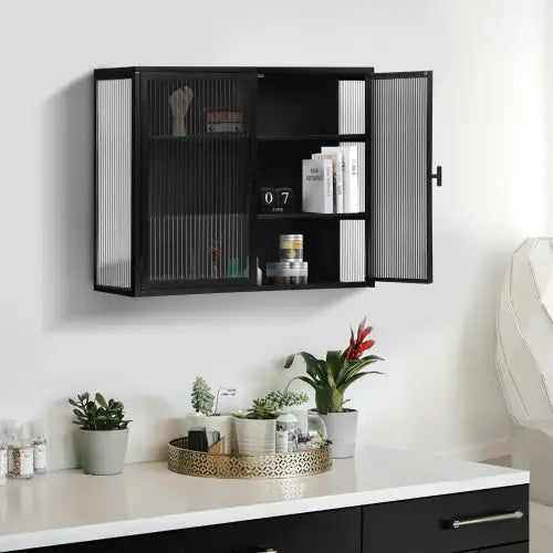 Contemporary Black Two-Door Wall Cabinet