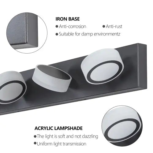 Sleek LED Black Vanity Wall Light