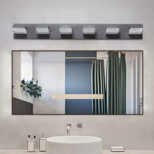 Sleek 6-Light LED Vanity Mirror - Black