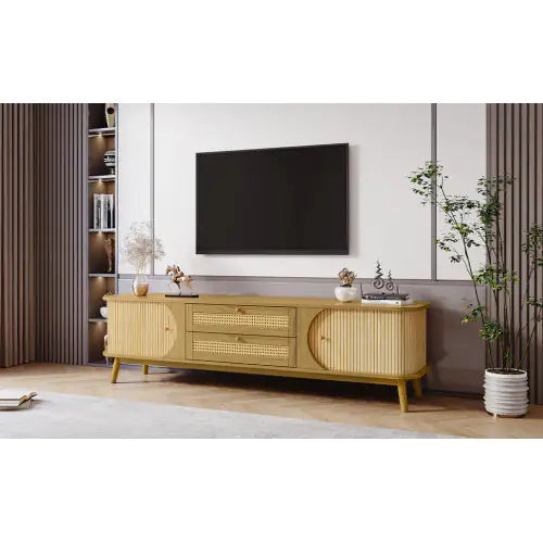 Modern Rattan TV Cabinet for Up to 75'' Screens