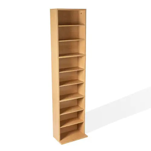 Maple Media Organizer with 6 Adjustable Shelves