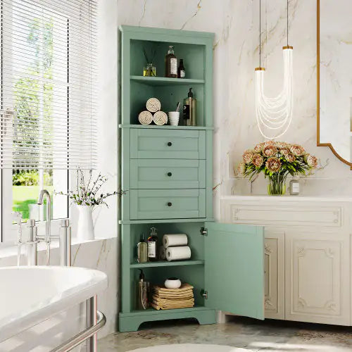 Verdant Corner Cabinet with Three Drawers