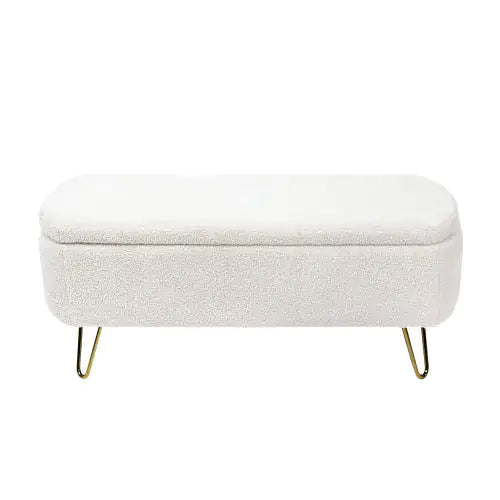 Ivory White Bedside Storage Footstool