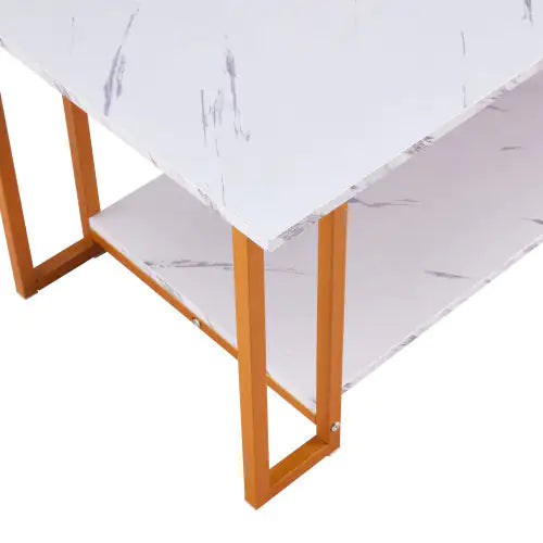 Marble MDF Coffee Table with Gold Legs